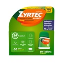 Zyrtec 24 ore Alergice Relief Tablete, Medicină pentru alergii în interior şi în exterior cu 10 mg HCl cetirizină per comprimat antihistaminic, Relief of Alergies, 60 conta.