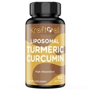 Liposomal Curcumin supliment 2200 mg cu extract de piper negru 15 mg pentru absorbţie mare şi funcţie articulară, 60 Softgels pentru adulţi