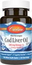 Carlson - Cod Ulei de ficat Minis, 280 mg Omega-3s + Vitamine A și D3, Norvegian, Wild Caught, Sustainable Sourced, 100 Mini Softgels
