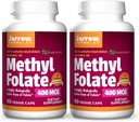 Jarrow Formulas Metil Folate 400 mcg - 60 Veggie Caps, Pachet de 2 - Forma extrem de biologic activ de Folat - Generaţia a 4-a Acid folic Tehnologie - 120 Total Servings