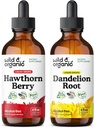 Wild & Organic Hawthorn Berry Tincture 4 fl oz & Dandelion Root Tincture 4 fl oz