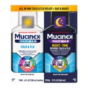 Mucinex Rapid-Max Rece și Flu & Nightshift Medicina pentru adulți, Over-The-Conunter Combo Pack pentru calmarea gâtului Sore, Decongestant, Tuse & Rece Medicina (2 x 6 Fl Oz)
