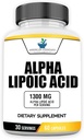 American Standard Supplements Alpha Acid lipoic 1300mg Per Serving - Vegan, Gluten Free, Non-GMO, 60 capsule, 30 Servings