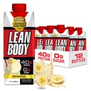 Lean Body Ready-to-Drink Proteine Banana Shake, 40g Proteine, Whey Blend, 0 Zahăr, Gluten Free, 22 Vitamine & Minerale, 17 Ounce (Cost reciclabil & Lid - Pachet de 12) LABRADA