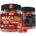 2 Pack Sugar Free Maca Root Gumries 2000mg cu Ashwagandha, Tribulus Terrestris, Rhodiola, Panax Ginseng, L Arginine & L Tyrosine - negru negru negru galben Maca rădăcină pentru bărbați de sprijin energetic