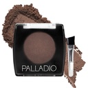Pudră de sprâncene Palladio pentru sprâncene, praf de sprânceană moale și natural cu ulei Jojoba și unt de Shea, ajută la îmbunătățirea și definirea sprâncenelor, dimensiune compactă pentru Purse sau de călătorie, include perie aplicator, maro închis