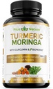 Moringa Turmeric - Suplimente cu Curcumin Turmeric Organic si Pulbere Moringa Organic - 120 Capsule Veggie Supliment pentru Femei si Barbati