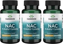 Swanson NAC N-Acetyl Cysteine - Antioxidant Anti-Agging Suport hepatic respirator - Aminoacid Supliment 1000 mg 60 Capsule (3 ambalaj)