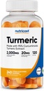 Gume nutricost Turmeric (240 gume) - Citrus aromate, Made with 95% Curcuminoide, 120 Servings, Includes Ginger and Black Pepper extract, Vegetarian, Non-GMO and Gluten Free