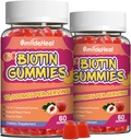 2 Pack Biotin Gumries pentru cresterea parului 10000 mcg, Hair Piele si Nails Gummy cu acid folic, Vitamine A, B, C, E & D, Biotina Vegana vitamine pentru femei si barbati, 120 Gummies