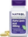 Natrol Alpha Acid lipoic 300 mg, Supliment alimentar pentru Wellness General, 50 capsule, 50 zile de aprovizionare