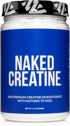 Naked Pure Micronized Creatin Monohidrat pulbere - nearomat, 500g, 1,1lb vrac - Vegan, non-GMO, Gluten-Free, Soy-Free, Nu Fillers, Sustine cresterea si forta musculara - 100 Servings