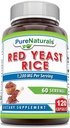 Naturale pure Red Yeast Rice 1200 Mg per Serving, 120 capsule Supliment 