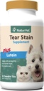 NaturVet - Tear Stain Plus Lutein - Elimina starile lacrimogene - imbunatatit cu extract de afine, Ascorbat de calciu & Root de struguri Oregon - pentru câini și pisici - 60 comprimate