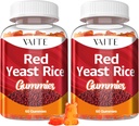 VAITE Red Yeast Rice cu Coq10 Gumies - 1200 mg RYR Synergy Supliment organic cu Coenzima Q10 Monacolin K, non-GMO & Citrinin Free Herbal Vegetarian Gummy 60 Count (2 ambalaj)