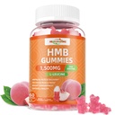 HMB și Gummie Leucine Supliment: Suplimente HMB pentru bărbați 1500mg și Acid aminocineic pentru recuperare musculară Creșterea masei musculare Îmbunătățește rezistenta non-GMO zahar Peach 60 Gummie