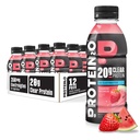 Protein2o Hydration Drink - 2-in-1 lichid Whey Liquid Clear Proteine Izolate and Electrolyte Drink - 20g Proteine, Vitamine B5, B6 - Post-Workout Recovery - 16,9 Fl Oz - 12 Conte Strawberry Pepene verde