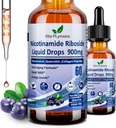 Suplimente NAD pentru femei și bărbați, NAD Nicotinamidă Riboside Resveratrol 900mg & Querbetin, Niacin, Colagen, Biotin, Lichid NAD Plus Supliment NR900 pentru Anti-Îmbătrânire Energie a pielii Longevity Focus Brain