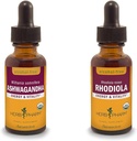 Herb Pharm Ashwagandha & Rhodiola extracte pentru energie, vitalitate, rezistenta si rezistenta, 1 Oz Fiecare