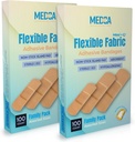 Bandaje adezive flexibile pentru protectie flexibila, flexibila, flexibila, mare protectie si rana pentru taieturi minore, zgarieturi, si răni, dimensiuni asortate (2-1/4"x5/8," 3" x3/4, 3"x1") - Twin Pack 100 CT Box