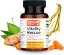 Vitality Rescue, Fish Oil DHA EPA Omega 3 și Turmeric Supplement w/Bioperine, CurcuWin 46X Superior Absorbtion Curcumin pentru a sprijini antrenament de recuperare, comun, musculare, Cardio & Brain Health, 30 capsule