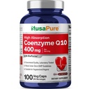 NusaPure CoQ10 400mg 100 Veggie Caps (Vegan, Non-GMO) Coenzima Q10 Supliment, Antioxidant COQ-10 Enzyme, Coq 10