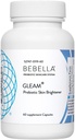 Bebella Gleam Probiotic Blend Skin Lightening w Glutatione- Redus NAC Alpha Acid lipoic VIT C & Marine Colagen Peptide 60 Capsule