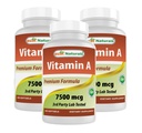 Best Naturals Vitamina A 25000 UI (7500 mcg), Non-GMO Formula susţine o viziune sănătoasă şi sistemul imunitar şi creşterea sănătoasă & Reproduction, 180 Softgels (180 Conte (Pachet de 3))