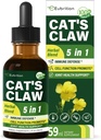 Clew herb (Uña de Gato) Immune Support Liquid Drops, 5-in-1 Herbal Supplement with Echinacea & Elderberry Extract, Alcohol Free Tincture for Imunity Boost, Joint & Bone Health. 2 oz