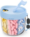 Drăguț Distribuitor de pastile cu 7 Compartimente mari, Portable Pilula Organizator cu deschidere largă pentru utilizare ușoară, Anti-Mix Organizator de pastile pentru călătorie, BPA-gratuit container Pilula, albastru