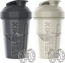 VELOMIX -2 Pack- 20 oz Proteine Shaker Sticle pentru amestecuri de proteine - 2x sârmă Whisk 