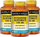 Mason natural Potasiu Gluconat 595 mg, 300 zile de aprovizionare, 100 comprimate (pachet de 3)