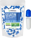 XPRS Nutra Dimensiune 1 Capsule goale - 500 Capsule gelatinoase goale - Capsulele cu pilulă DIY Umplere - Capace de gel cu pilulă bovină pură pentru a vă face singur suplimente (alb/alb)