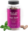 Black Girl Vitamine - Hair Food Biotin Supliment cu Colagen pentru suport de creștere a părului, Vegan, Gluten-Free, 60ct