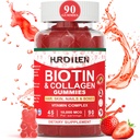 Pielea parului si unghii Gummies, 10000mcg Biotin Colagen Gume pentru femei si barbati, Suplimente vitamine sustine cresterea mai rapida a parului, unghii mai puternice, piele sanatoasa, rezistenta osoasa, 90 gume