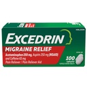 Excedrin Migrene Relief Caplete pentru simptome de migrenă, Acetaminofen 250mg, Aspirină 250mg, Cafeină 65mg, Durere Reliever, 100 Conte