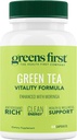 Greens First Green Tea Vitality Formula - îmbunătățit cu Moringa - Antioxidant-Rich pentru energie curată - Vegan & Gluten-Free - Blend puternic pentru energie și wellness globală (60 capsule)
