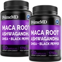 6-in-1 Organic Maca Root Ashwagandha Capsule 1710 mg cu DHEA și extract de fructe de ardei negru pentru femei și bărbați - Black Maca Supliment pentru rezistență, Bone și Mood Supplement, 120ct (Pachet de 2)