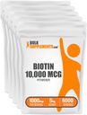 BulkSupplements.com Biotin 10000mcg Pulbere - Vitamine pentru păr, piele și unghii - ca vitamina B7, Gluten gratuit, 1000 mg per Serving (10mg Biotin), 5kg (11 lbs) (Pachet de 5)