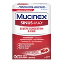 Mucinex Sinus-Max Max Putere Congestionare severă și durere Geluri lichide, 16ct