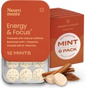 NeuroGum Energy Cafeine Mints (72 Pieces) - Zahăr gratuit cu L-teanină + Cafeină naturală + vitamina B12 & B6 - Nootrop Energy & Focus Supliment pentru femei și bărbați