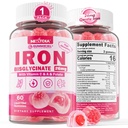 Gume de fier pentru femei si barbati - Bisglicinat de fier cu vitamina C Folate B12 Zinc pentru adulti, fier usor masticabil pentru deficienta de fier, energie Boost, non-consceptare & dupa gust, zahar-free 1 pachet