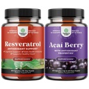 Bundle de capsule de Resveratrol cu AMPK Activator metabolic pentru eficienta metabolica si celulara si suport antioxidant Acai Berry pentru femei si barbati pentru sistemul imunitar si sanatate cognitiva