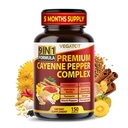Organic Cayenne Pepper 9IN1 Complex cu scorțișoară, ghimbir, Turmeric pentru sănătate generală, Sistem imunitar, Digestion Wellness (150 Conte (Pachet de 1)