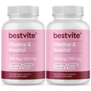 BESTVITE Choline Inositol 500mg (240 Capsule vegetariene) (120 x 2) - Fără Stearet - Fără fosfat dicalcic - Fără fillere - Vegan - NeMG - Gluten Free