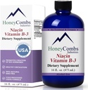 HoneyCombs Vitamina B3 Niacin Supliment Picături lichide - Potență ridicată Vitamina B3 Picături lichide pentru bărbați și femei - Menținerea sistemului digestiv, piele, limbă, energie și mai mult - Picături Vegan Niacin (16 Fl oz)