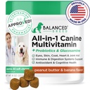 Echilibrat All-in-1 Bread Vitamine de câine Suplimente fabricate în Statele Unite ale Americii Vet-Pharmacist aprobat câine Multivitamine Probiotice Glucosamine Chondroitin câini Somon ulei de piele Imun Imun Senior câini Supliment NonGMO