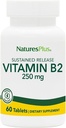 NaturasPlus Vitamina B2 (Riboflavină) - 250 mg, 60 comprimate vegetariene, eliberare susținută - Energie naturală și Metabolizare Booster, promovează sănătatea generală - Gluten-Free - 60 Serviri