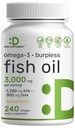DEAL SUPLMENT Omega 3 Suplimente de ulei de pește, 3.000 mg per servire, 240 Softgels 