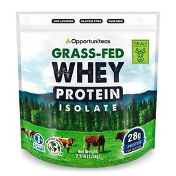 Opportuniteas Grass Fed Whey Izolate Proteine pulbere - 28g praf de proteine nearomatizate fără îndulcitori artificiali, Vaci Hormone-Free, Non OMG-uri - 2,5lb